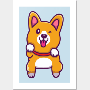 Cute Corgi Jumping Posters and Art